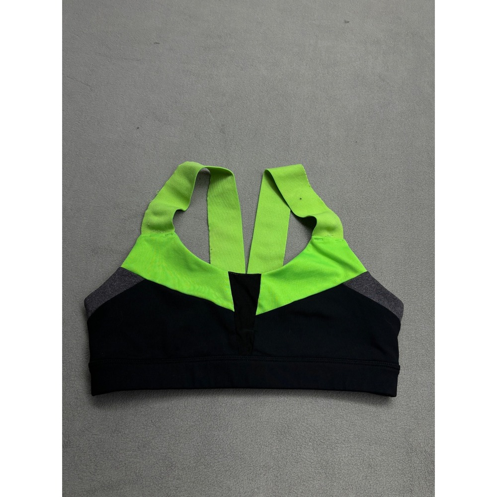 Alo Yoga Colorblock Sports Bra Neon Green Black Grey Racerback Small Impact